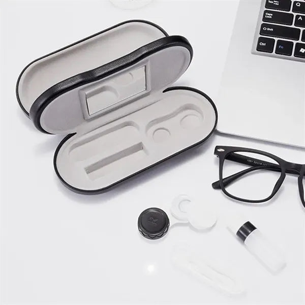 Double Layer Dual Purpose Glasses Case With Tweezers Mirror