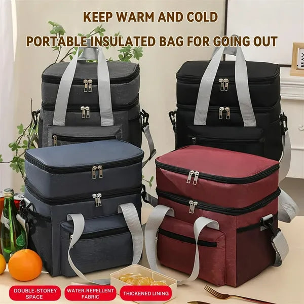 Travel Large-Capacity Insulated Double-Layer Lunch Box Bag