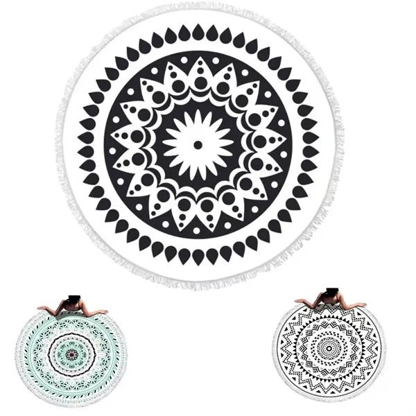 Round Quick Dry Beach Towel with Tassel