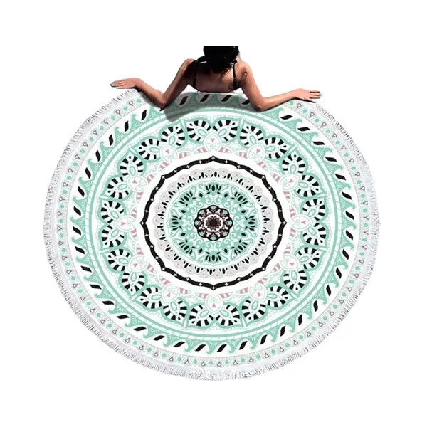 Round Quick Dry Beach Towel with Tassel