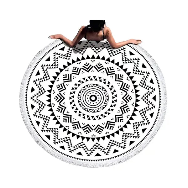 Round Quick Dry Beach Towel with Tassel