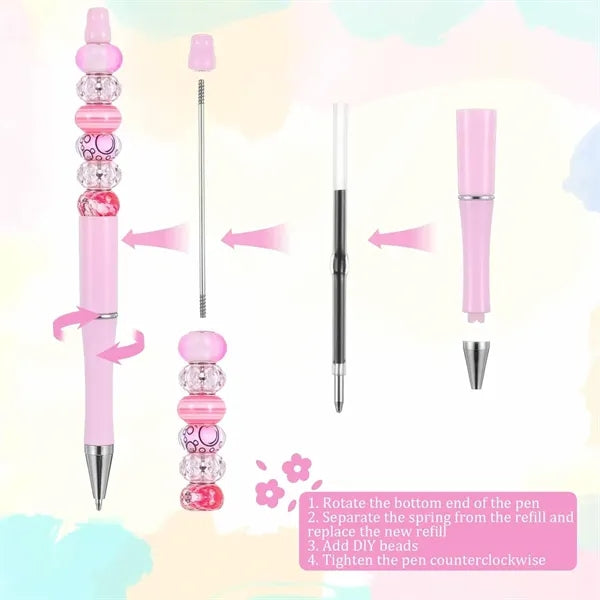 Mulit Colors Beadable Plastic Ballpoint DIY Pen