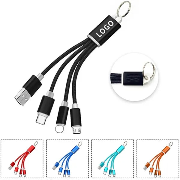 3 in 1 Multi Fast Charging USB Cable with Keychain