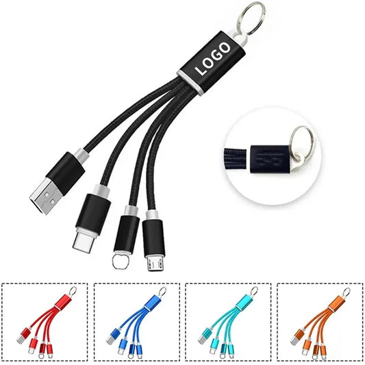 3 in 1 Multi Fast Charging USB Cable with Keychain