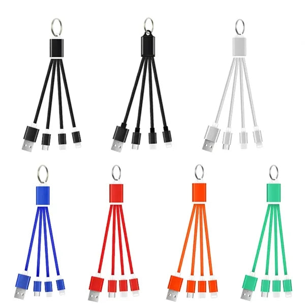 3 in 1 Multi Fast Charging USB Cable with Keychain