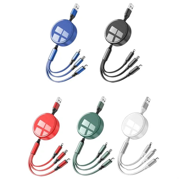 3-in-1 Anti-winding Retractable 100W Fast Charging Cable