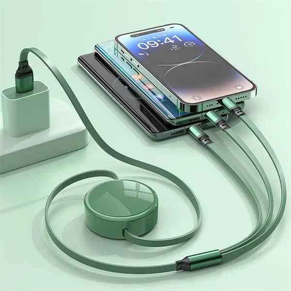 3-in-1 Anti-winding Retractable 100W Fast Charging Cable