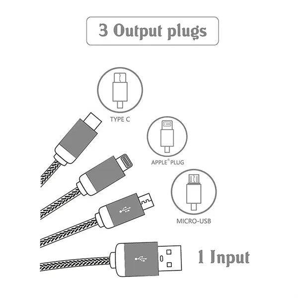 3 In 1 Light Up Logo Charging Cable