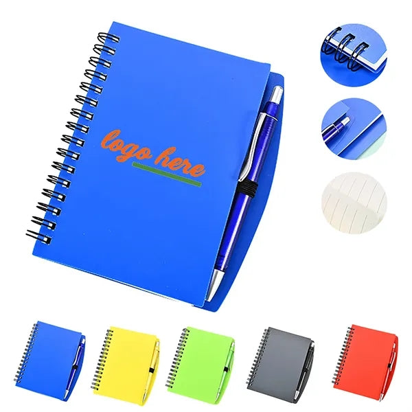 A6 Spiral Notebook Frosted Cover with Pen Holder