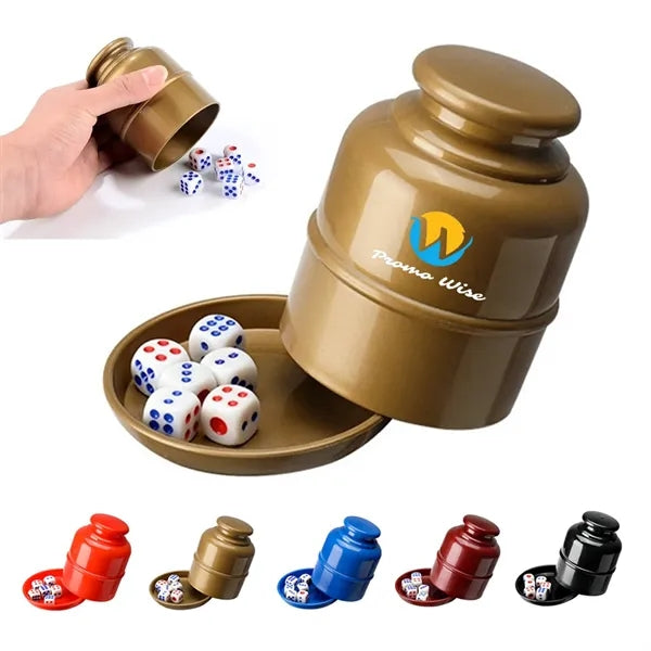 The Dice Cup Set Comes With A Base With Five Dice