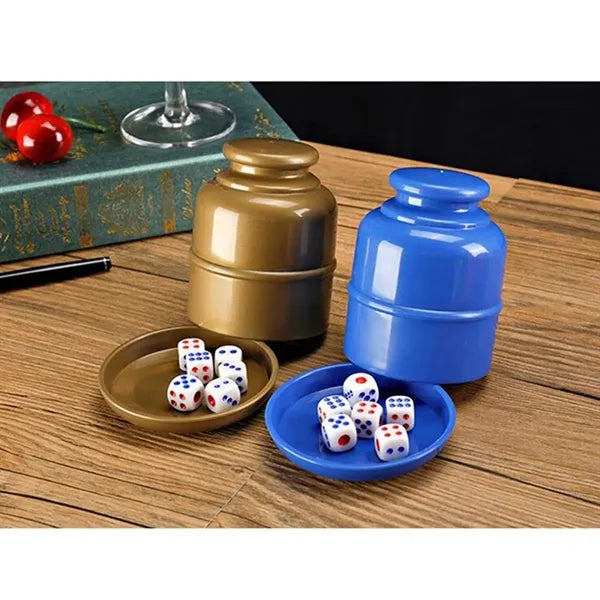 The Dice Cup Set Comes With A Base With Five Dice