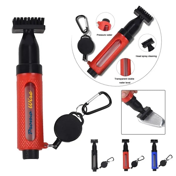 Golf Club Push-Type Cleaning Brush With Water Spray Function