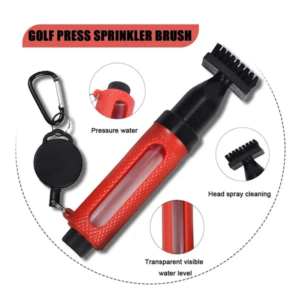 Golf Club Push-Type Cleaning Brush With Water Spray Function