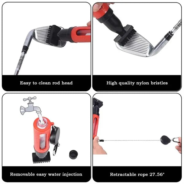 Golf Club Push-Type Cleaning Brush With Water Spray Function