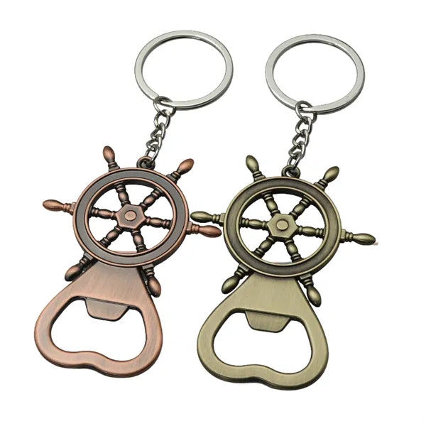 Nautical Ship Wheel Bottle Opener Keychain