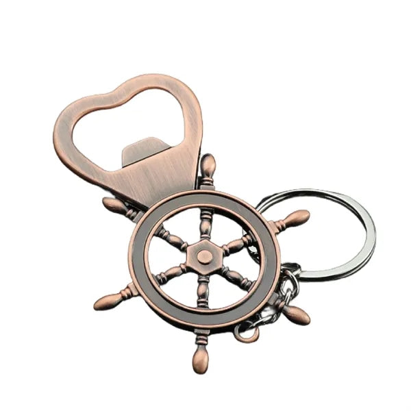 Nautical Ship Wheel Bottle Opener Keychain