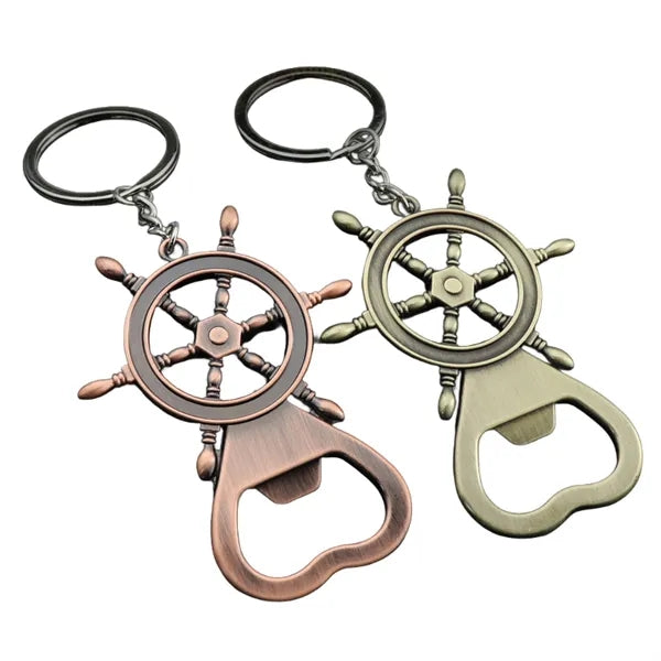 Nautical Ship Wheel Bottle Opener Keychain