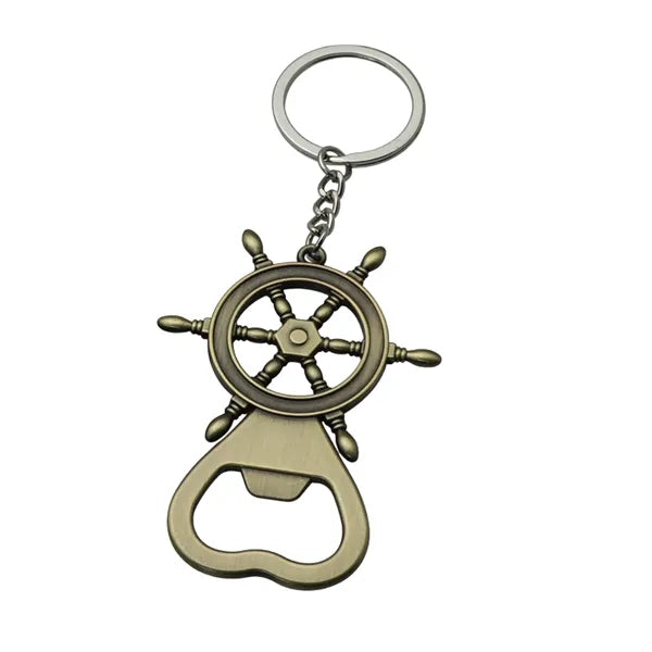 Nautical Ship Wheel Bottle Opener Keychain