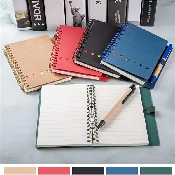 Spiral Notebook With Sticky Notes And Pen