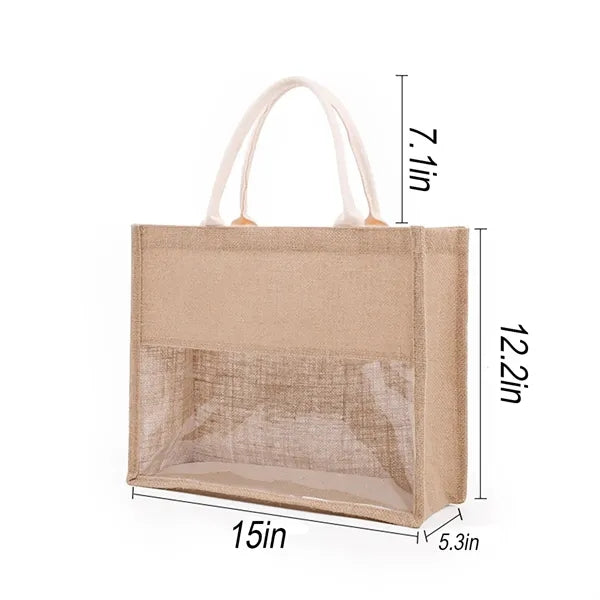 Linen PVC Stitched Translucent Handbag