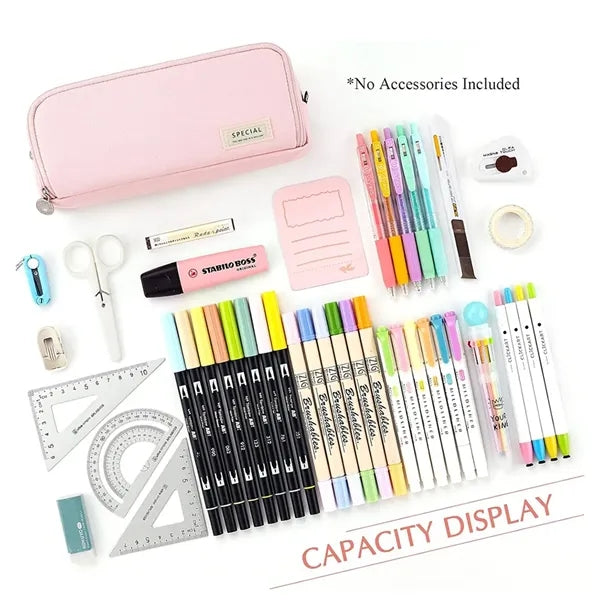 Large Capacity Pencil Case 3 Compartment Pouch Pen Bag