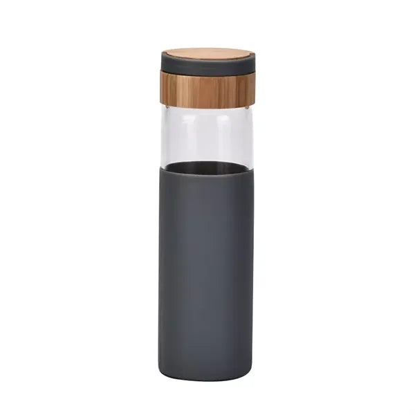 Glass Water Bottle with Silicone Sleeve and Bamboo Lid