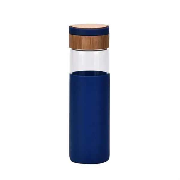Glass Water Bottle with Silicone Sleeve and Bamboo Lid