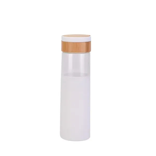 Glass Water Bottle with Silicone Sleeve and Bamboo Lid
