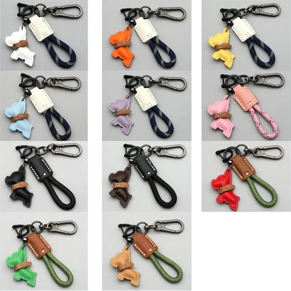 Handmade Leather Dog Keychain Free Shipping