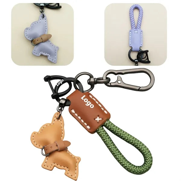 Handmade Leather Dog Keychain Free Shipping