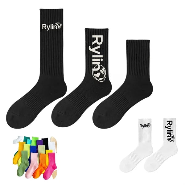Combed Cotton Solid Color Breathable Sports Socks