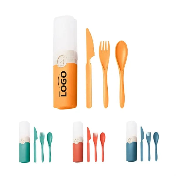 Wheat Straw Flatware Set With Holder Free Shipping