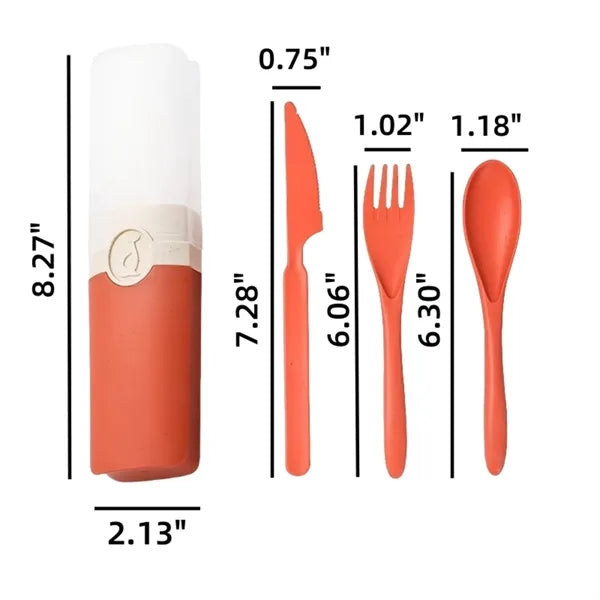 Wheat Straw Flatware Set With Holder Free Shipping