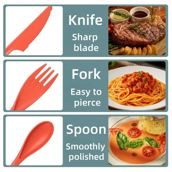 Wheat Straw Flatware Set With Holder Free Shipping