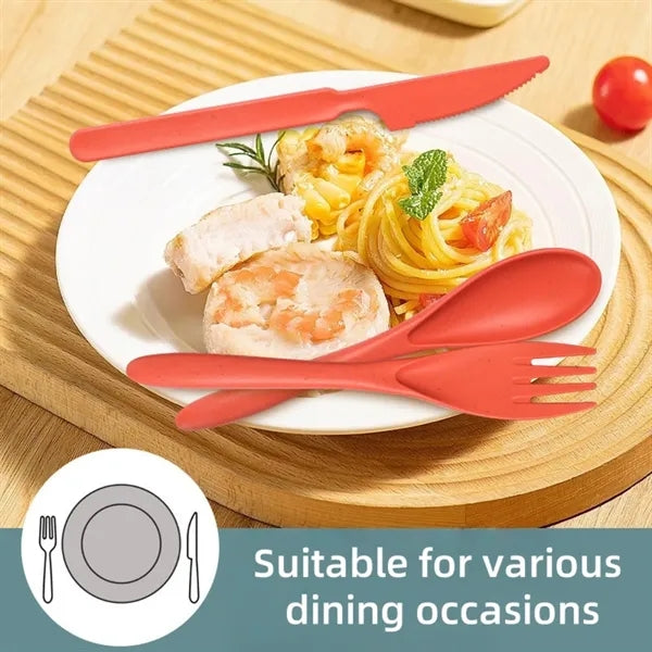 Wheat Straw Flatware Set With Holder Free Shipping