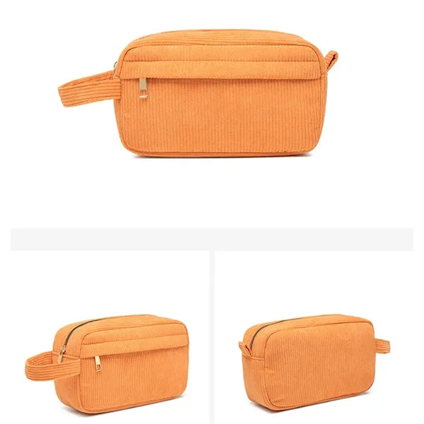 Elegant Purple Corduroy Makeup Bag