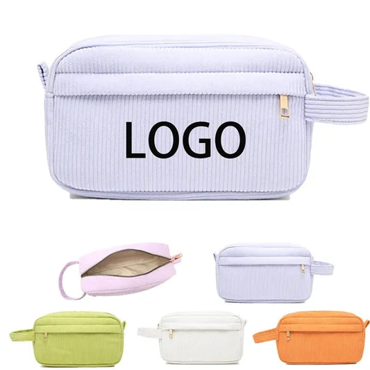 Elegant Purple Corduroy Makeup Bag