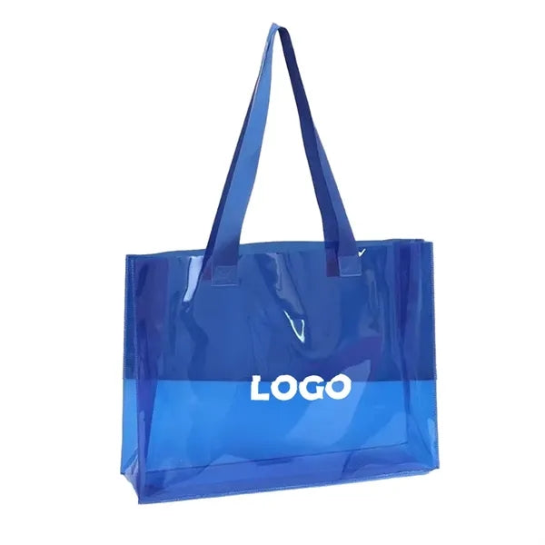 Durable Blue PVC Tote With Reinforced Woven Handles