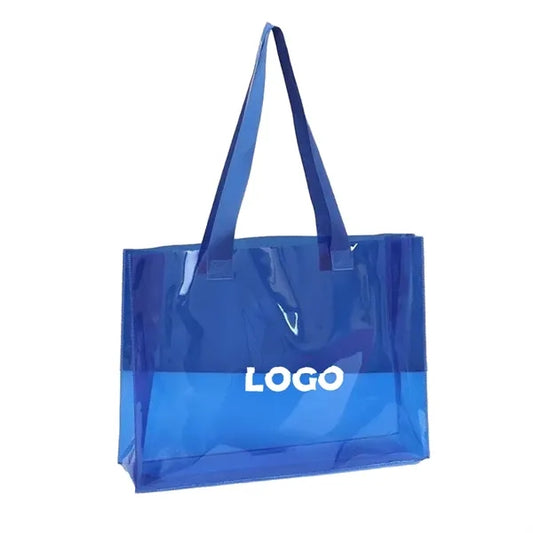 Durable Blue PVC Tote With Reinforced Woven Handles