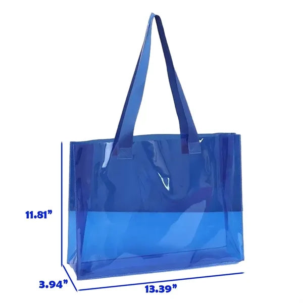 Durable Blue PVC Tote With Reinforced Woven Handles
