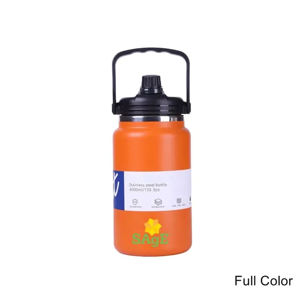 304 SS 2.8L/4L Insulated Jug w/ Handle & Straw Sports Bottle