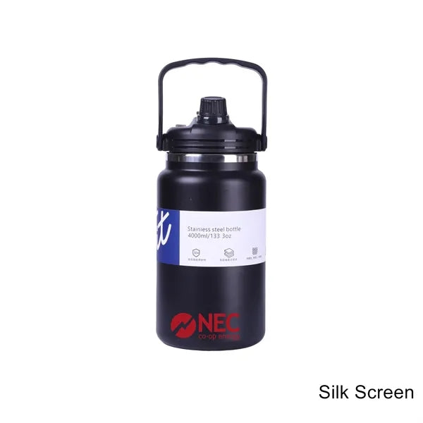304 SS 2.8L/4L Insulated Jug w/ Handle & Straw Sports Bottle