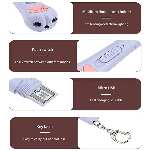 3-in-1 USB Rechargeable Multicolor Pet Laser Pointer