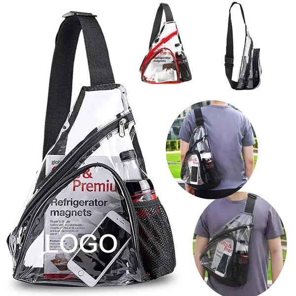 PVC Unsex Sling Bag With Front Zipper Pocket