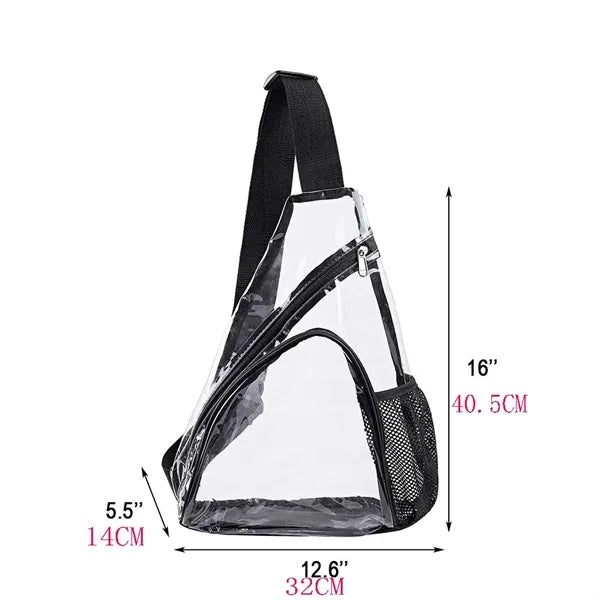 PVC Unsex Sling Bag With Front Zipper Pocket