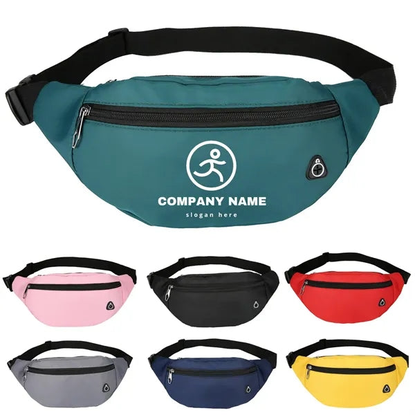 Unisex Waist Pack, Large Capacity, 3 Pockets & Earphone Port