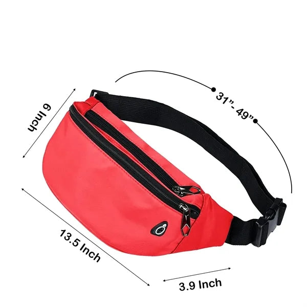 Unisex Waist Pack, Large Capacity, 3 Pockets & Earphone Port