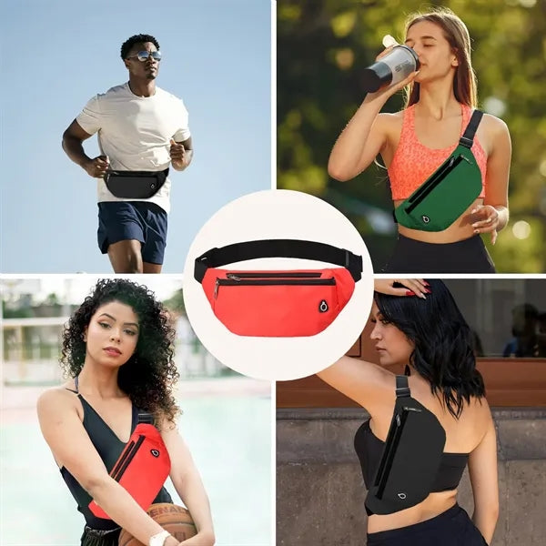 Unisex Waist Pack, Large Capacity, 3 Pockets & Earphone Port