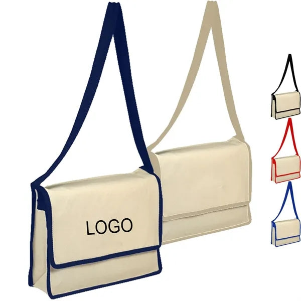 12 OZ Cotton Canvas Messenger Bag With Flap