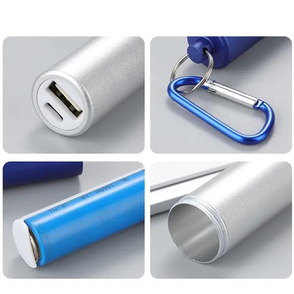 Compact Clip-On Aluminum Power Bank with Carabiner